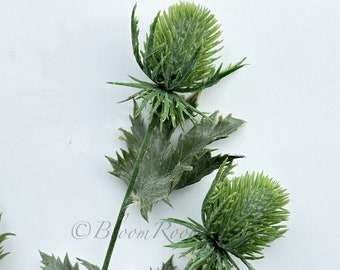 26" Faux Green Thistle Stem, Artificial Flower High-Quality Artificial Floral Craft Kitchen Wedding Home Decoration Gifts Decor Floral G-003