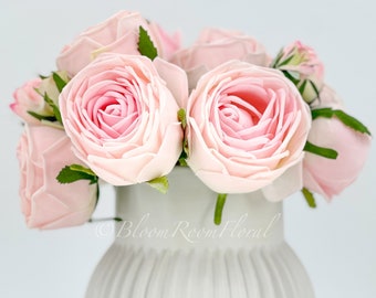 6 Stem Real Touch Bubblegum Pink Cabbage Roses | Extremely Realistic Luxury Artificial Flower | Wedding/Home Decoration | Gifts Decor Floral