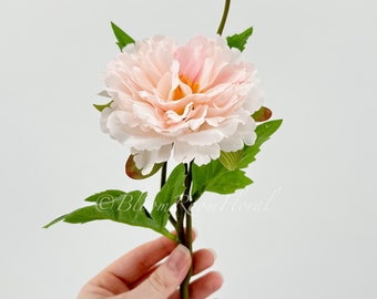 Baby Pink Silk Peony Stem: Artificial Floral Wedding Decor