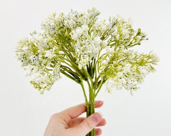 13" White Baby's Breath Bouquet, Artificial Flower, Wedding Bouquet, Home Decoration, Gifts, Decor Floral Faux Centerpiece Birthday B-002