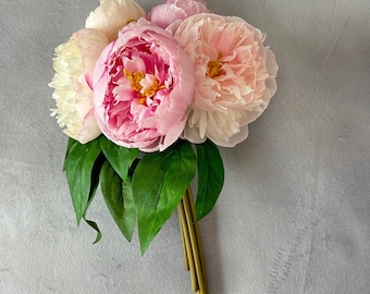 Darker Pink/Light Pink 7-Head Peonies Bouquet, Artificial Flower, Wedding Bouquet, Home Decor, Gifts, Decor Floral Faux Arrangement P-046