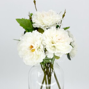 White Chinese Peony Silk Floral Artificial Flower Wedding/Home Decoration Gifts Décor Floral, Spring Flowers, Wedding Flowers P-006 image 2