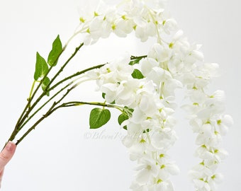 32&quot; White Wisteria Bunch/Wedding/Home Decoration | Gifts Decor Floral Silk Flowers, Artificial Spray for Home Office, Long Realistic Bouquet