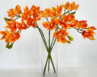 26 "Orange Real Touch Orchideenstamm: Faux Frühling Hochzeit Floral