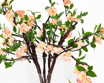 Salmon Pink Cherry Blossom Branch: 27" Faux Silk Floral Stem