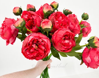 1 Real Touch Red Peony Stem | Extrem realistische Luxusqualität Künstliche Küche / Hochzeit / Innendekoration Geschenke Französische Blumenblumen P-024