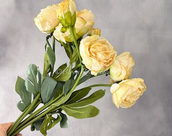 Cream Peony Bouquet: 8-Head Faux Silk Floral Arrangement