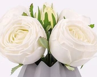 White 5 Stem Real Touch Roses Extremely Realistic Luxury Quality Artificial Flower  Wedding/Home Decoration Gifts Decor Floral