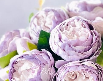 Purple Silk Peony Rose Centerpiece: Faux Floral Arrangement