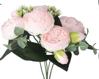 Hellrosa Rose Pfingstrose Faux Künstliche Mittelstück Hochzeit / Dekoration | Geschenke | Dekor Floral Seidenblumen Französisches Dekor, Realistische Pfingstrose