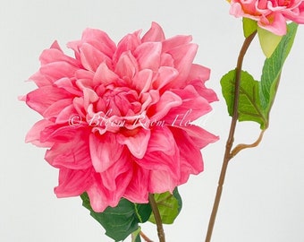 Hot Pink Real Touch Dahlia: Luxury Artificial Flower Stem
