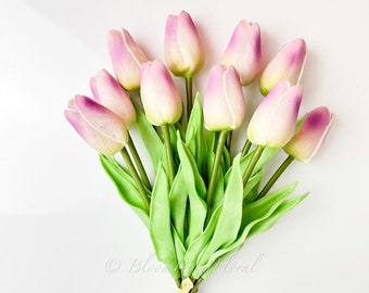 Mauve Real Touch Tulips: Luxury Artificial Floral Decor, 10 Stems