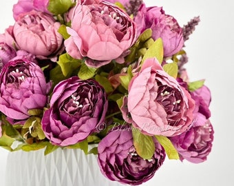 Peonie a testa grande / Bouquet floreale Fiore artificiale / Regali di nozze/decorazioni per la casa / Decorazioni / Floreale, 20'' Stelo in fiore morbido Peonia Viola