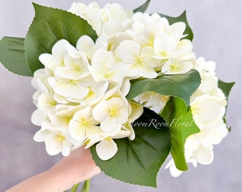 White Real Touch Small Head Hydrangea Realistic Luxury Quality Artificial Flower | Wedding/Home Decoration | Gifts | Decor Floral H-020