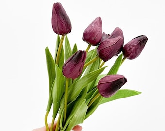 Real Touch Tulip Stems: Luxury Faux Floral Arrangement, 10 Stems