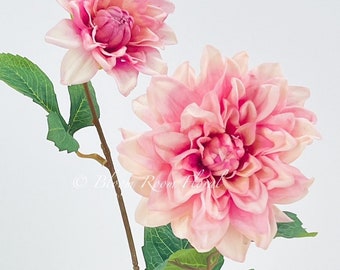 Light Pink Real Touch Dahlia: Luxury Artificial Flower Stem (22")