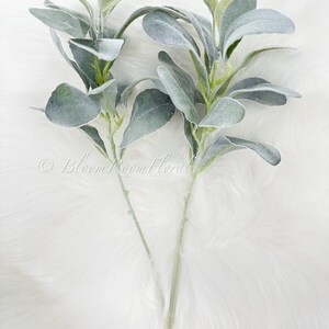 2 Stems Lambs Ear Green Foliage, Artificial Faux Greens Realistic ...