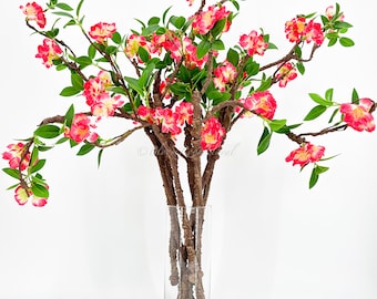 Hot Pink Ombre Cherry Blossom Stem: 27" Faux Floral Wedding Decor