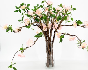 Light Pink Cherry Blossom Stem: 27" Faux Silk Floral Branch