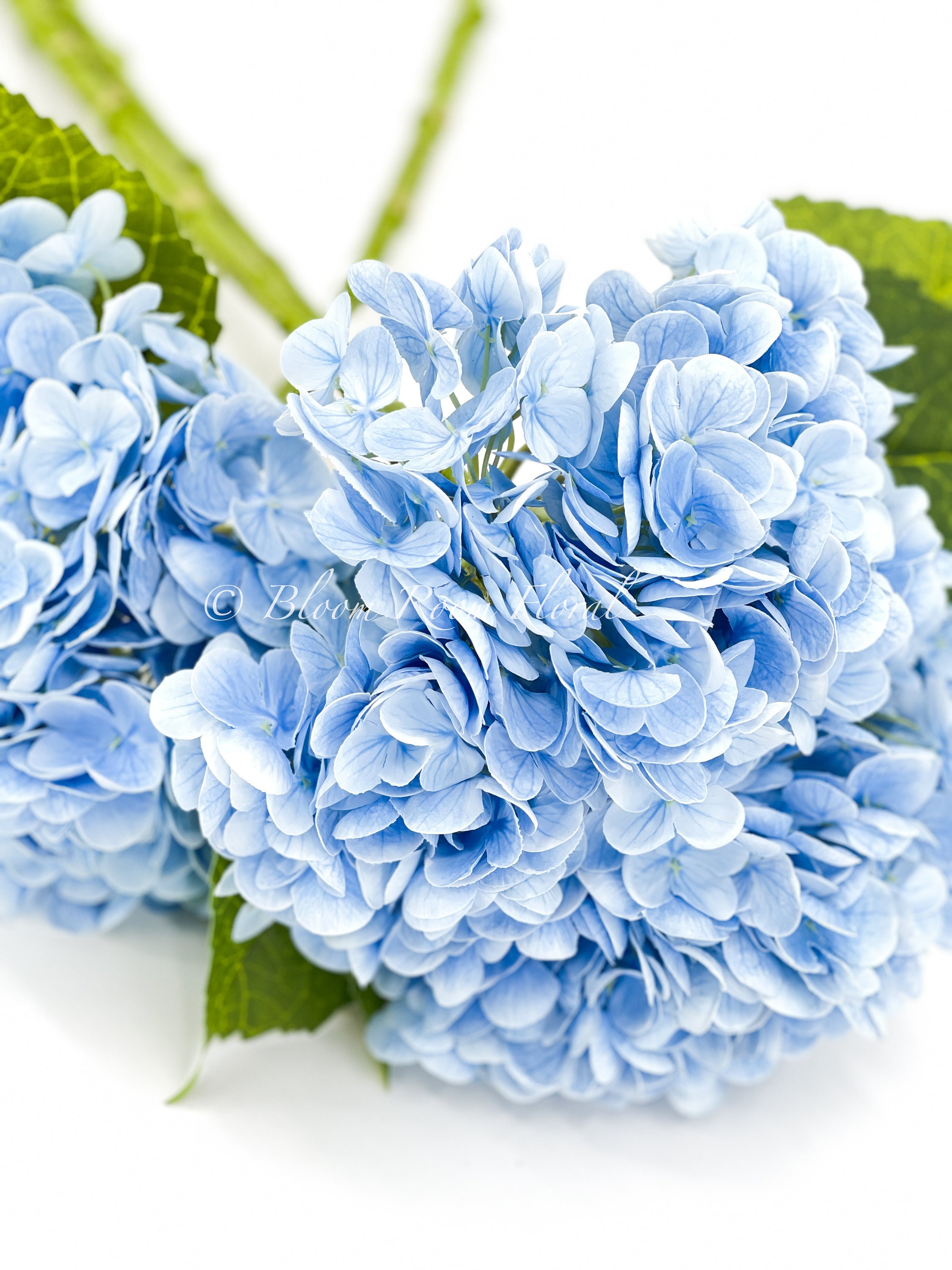 Hortensias artificiales vintage naturales y realistas al tacto, 3 piezas de  21 pulgadas, hortensias azul lago para fiesta en casa, boda, decoración de