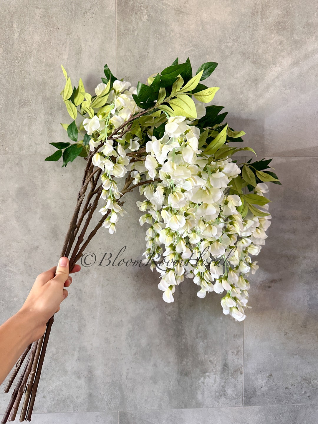造花　ホワイト グリーン 32インチ ハンドメイド シルク 藤 – ホワイトグリーン 造花 - Etsy 日本