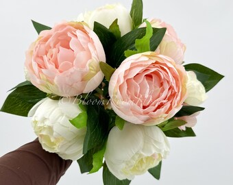 8 Bouquet Di Peonie Artificiali In Seta Rosa, Fiori Finti Bohemien, 31 Cm, Per Centrotavola Matrimonio E Decorazione Casa