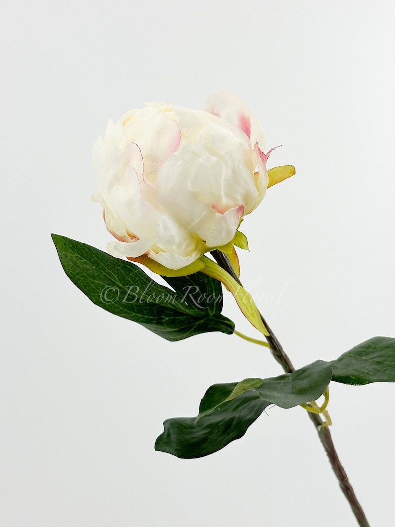 18 White Peony Bud Stem Faux Artificial Centerpiece Wedding/Home Decor Gift Decor Floral Silk Flowers French Decor Realistic P-038 image 1