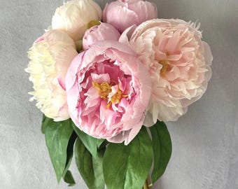 Pink Peonies Bouquet: Silk Artificial Flowers, Home Decor