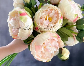 1  Real Touch Peony Stem | Extremely Realistic Luxury Quality Artificial Kitchen/Wedding/Home Decor Gift French Floral Flowers LT Pink P-022