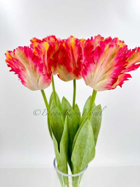 Set 9 Tulipani Artificiali Realistici - Decorazione Casa In Tessuto Seta Con Stelo Regolabile - Foto 3