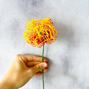 Red Protea Artificial Flower Stem - 12" Tall - DIY Floral Decor Orange