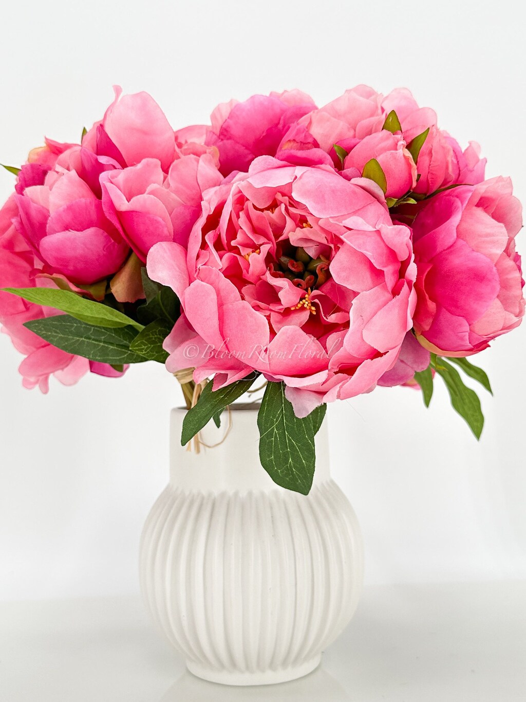 U'Artlines Bouquet Di 10 Peonie Artificiali In Seta: Teste Grandi E Realistiche, Per Matrimoni, Centrotavola E Decorazione Casa (Rosa Chiaro)
