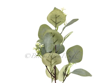 Seeded Eucalyptus Leaf Stem: Faux Greenery, Wedding Home Decor G20