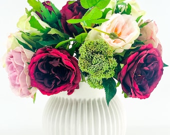 Silk Peonies and Roses Bouquet: Artificial Floral Arrangement for Wedding, Decor