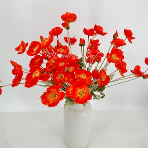 Tiger Red Poppy Stem | 23" Tall Luxury Quality Artificial Flower | Wedding/Home Decoration | Gifts Decor | Floral Faux Floral