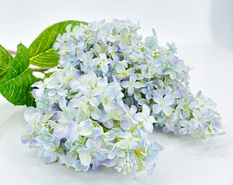 35" Artificial Hydrangea Stem: Light Blue Silk Floral Decor