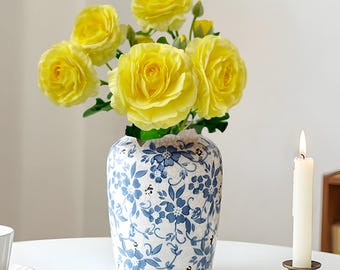 Tige de renoncule jaune : fleur artificielle en soie au toucher véritable, 20 po.