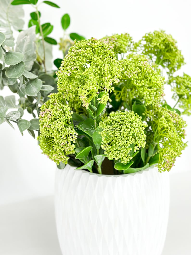 Green Achillea Stem: Realistic Artificial Filler, 22" Floral Decor image 5