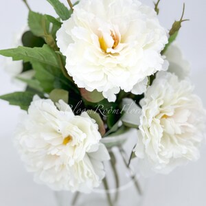 White Chinese Peony Silk Floral Artificial Flower Wedding/Home Decoration Gifts Décor Floral, Spring Flowers, Wedding Flowers P-006 image 4