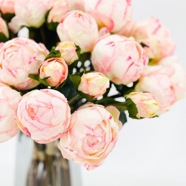 9-Stem Silk Peony Stems: Realistic Artificial Flowers, Wedding Home Decor