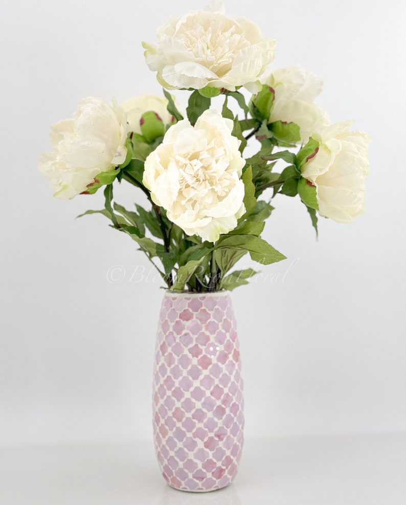 31 White Peony Real Touch Stem Realistic High-Quality Artificial Kitchen/Wedding/Home Decor Gift French Floral Flower Bouquet P-051 image 4