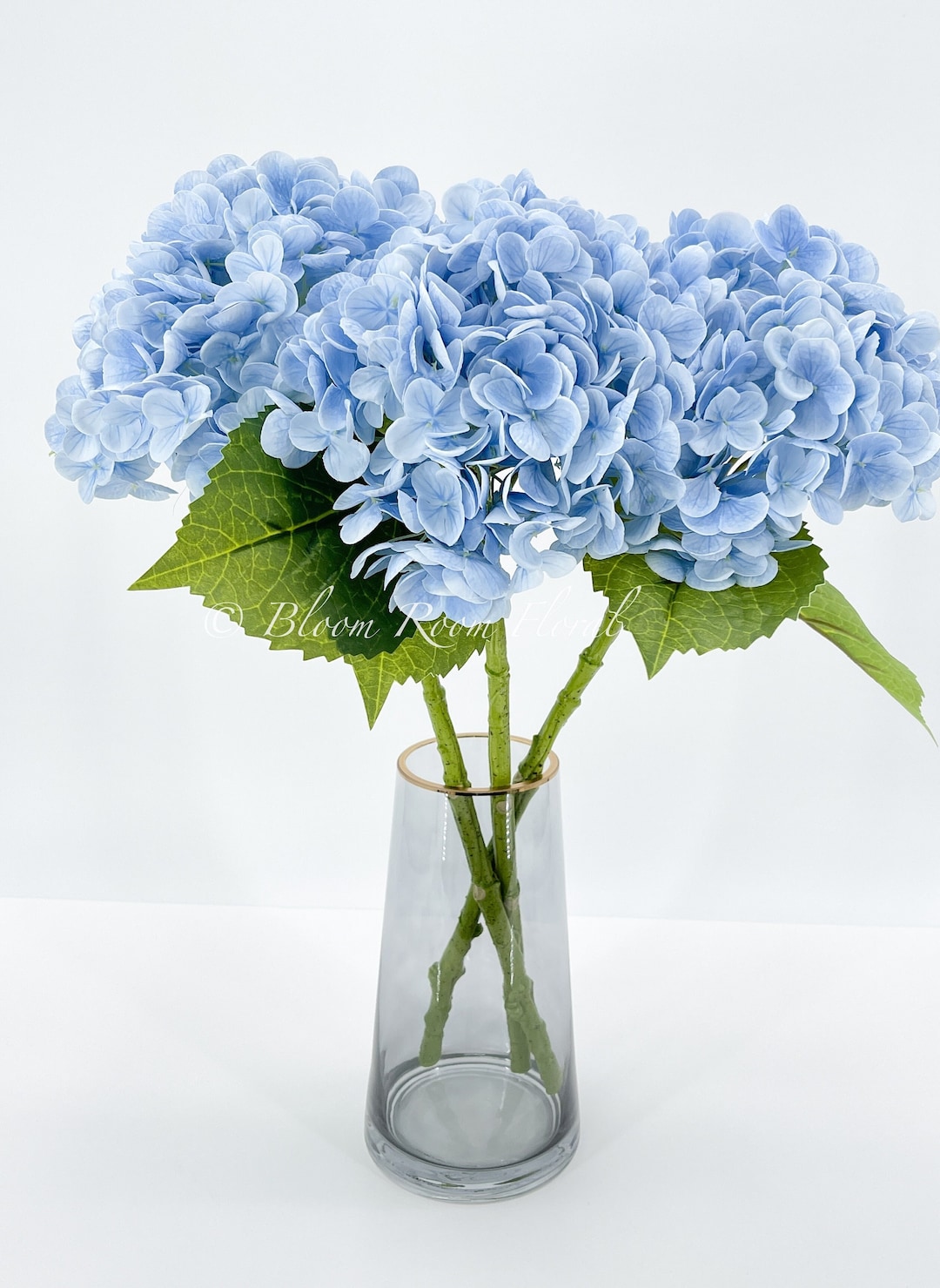 Waipfaru Fiori artificiali di ortensia bianca realistica al tatto, 53,3 cm, con stelo lungo e foglie, fiori di ortensia sintetica in lattice per decorazione domestica, feste, composizioni floreali