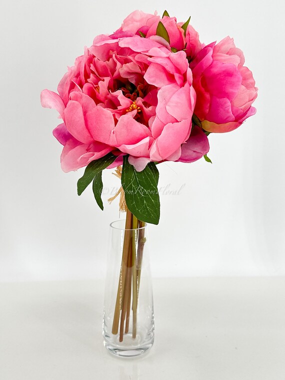 2 bouquet di peonie artificiali, 10 teste di peonie in seta, fiori
