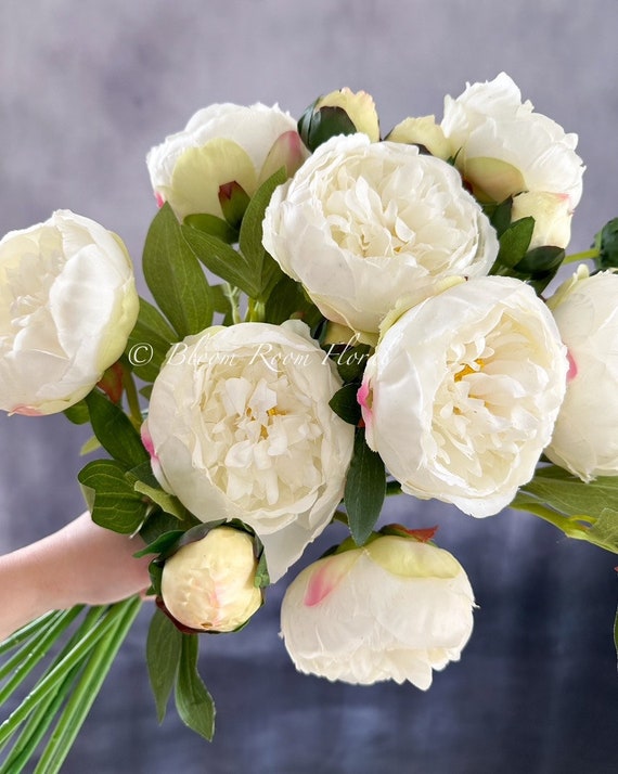 Real Touch White Peony Stem: Luxury Artificial Floral Decor