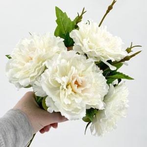 White Chinese Peony Silk Floral Artificial Flower Wedding/Home Decoration Gifts Décor Floral, Spring Flowers, Wedding Flowers P-006 image 3