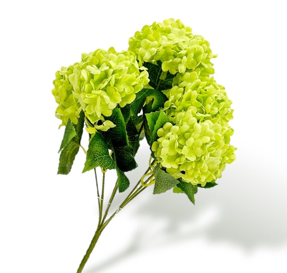 Green Silk Hydrangea Bunch: Realistic Faux Floral Arrangement
