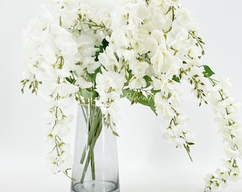 White Wisteria Bunch/Wedding/Home Decoration | Gifts Decor Floral Silk Flowers, Artificial Spray for Home Office