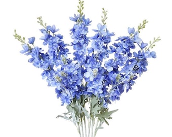Sky Blue Faux Delphinium, Snapdragon Long Stem/Wedding/Home Decoration | Gifts | Decor Floral Silk Flowers, Artificial Spray for Home Office