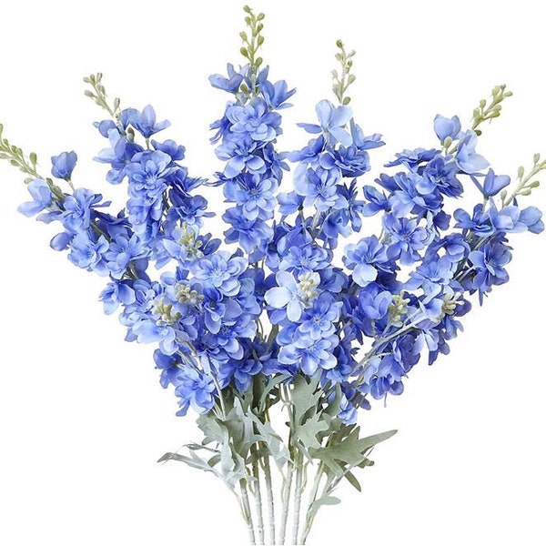 1 Sky Blue Faux Delphinium, Snapdragon Long Stem/Wedding/Home Decoration | Gifts Decor Floral Silk Flowers, Artificial Spray for Home D-014