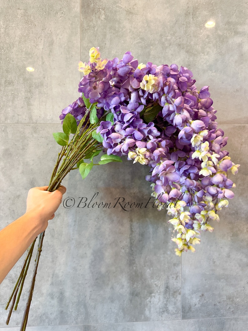32” Purple Ombré Wisteria Bunch | Handmade Silk Floral Spray image 2